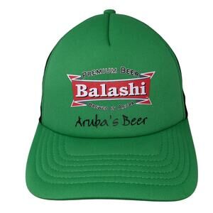 Premium Beer Balashi Brewed In Aruba Snapback Trucker Hat Green OS Mesh Back